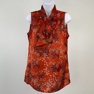 The Limited sz S Sleeveless Top Blouse Orange Ruffle Neckline Workwear